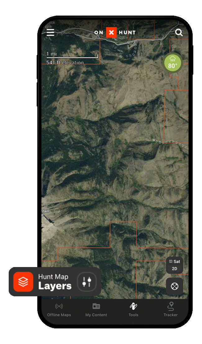 onX Hunt Map Layers screenshot.