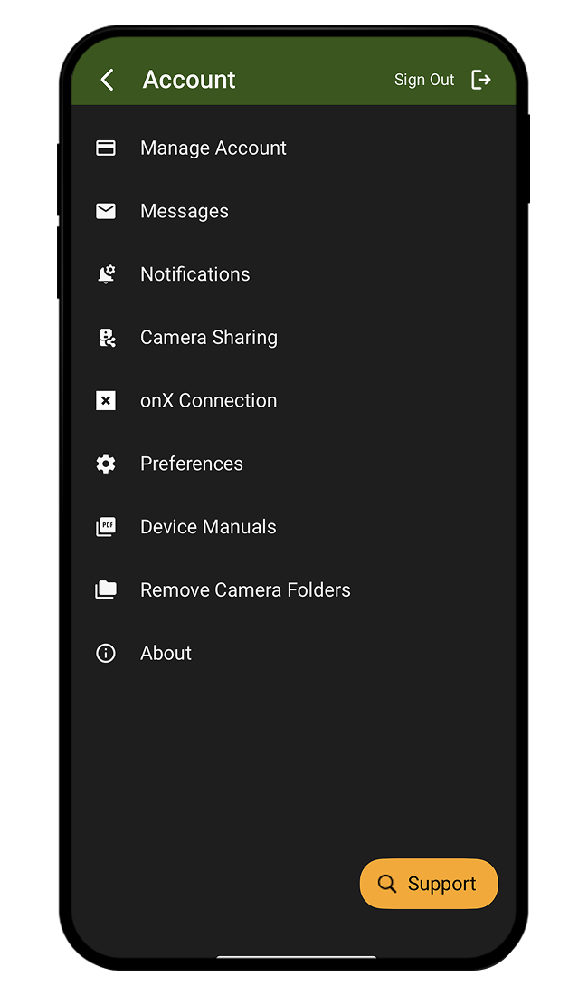 onX Hunt and Moultrie Trail Camera integration screen.