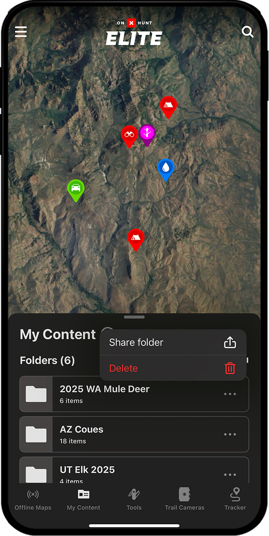 onX Hunt Collaborative Folders.