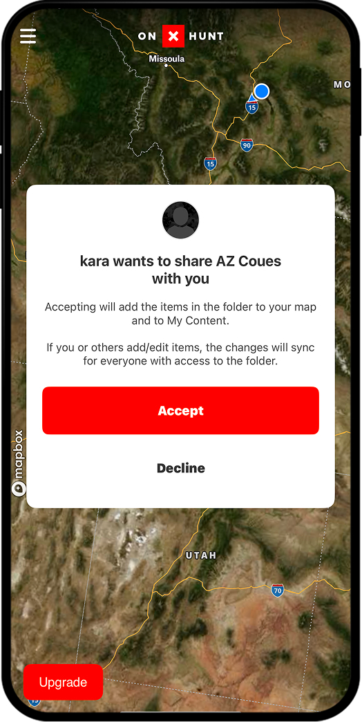 onX Hunt Collaborative Folders.