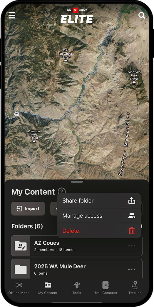 onX Hunt Collaborative Folders.