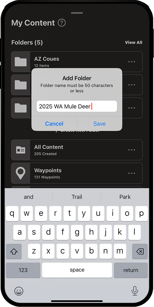 onX Hunt Collaborative Folders.