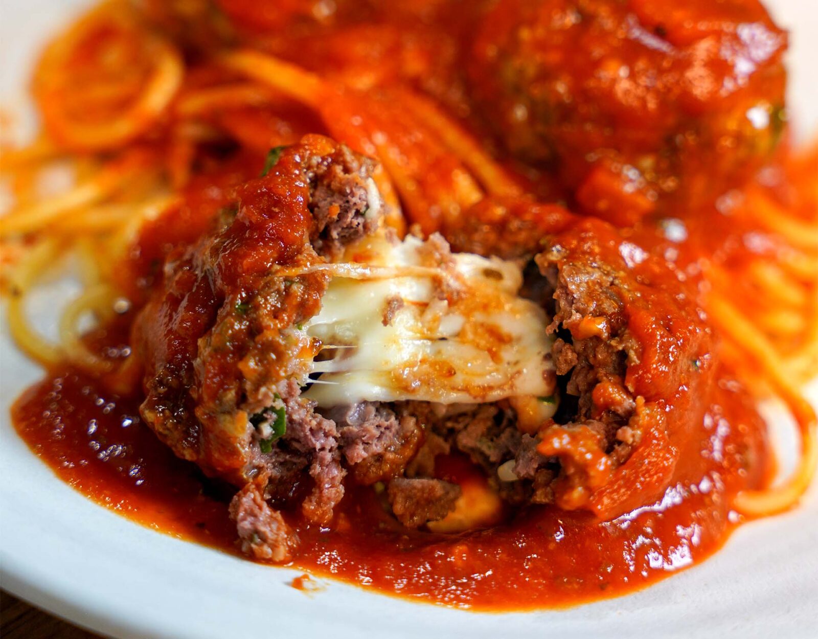 Plated venison meatballs.