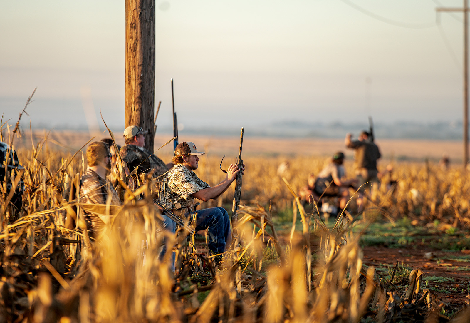 Dove hunters in the field.