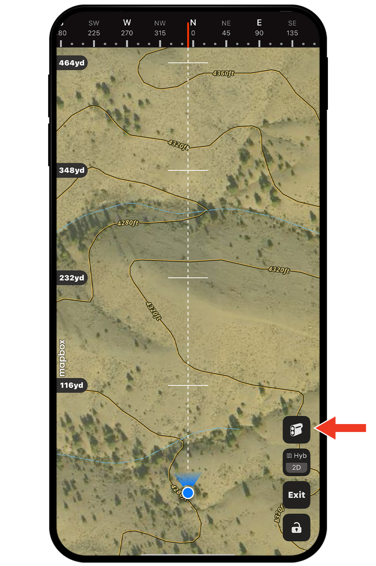 onX Hunt's Compass Mode functionality.