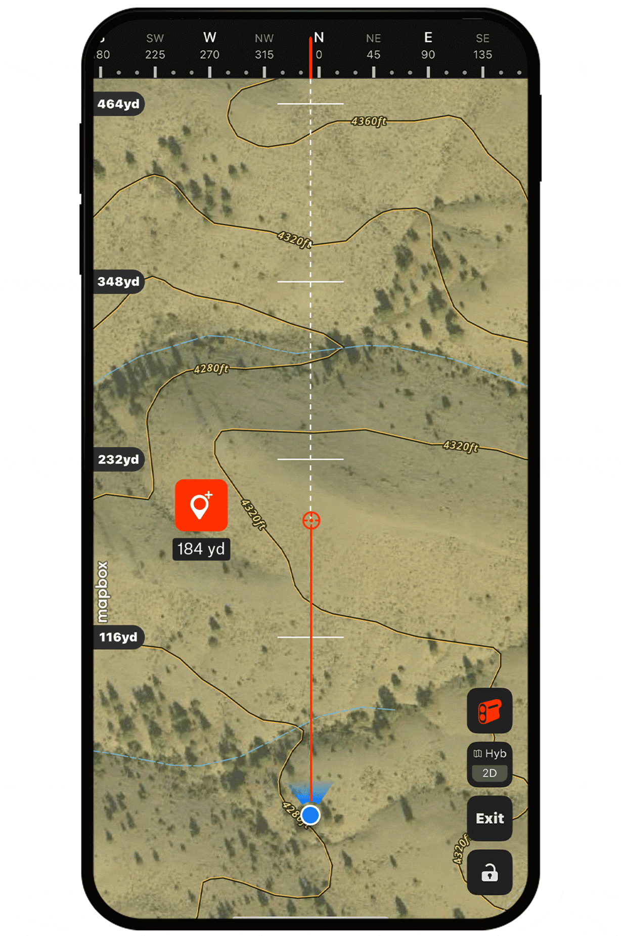 onX Hunt's Compass Mode functionality.