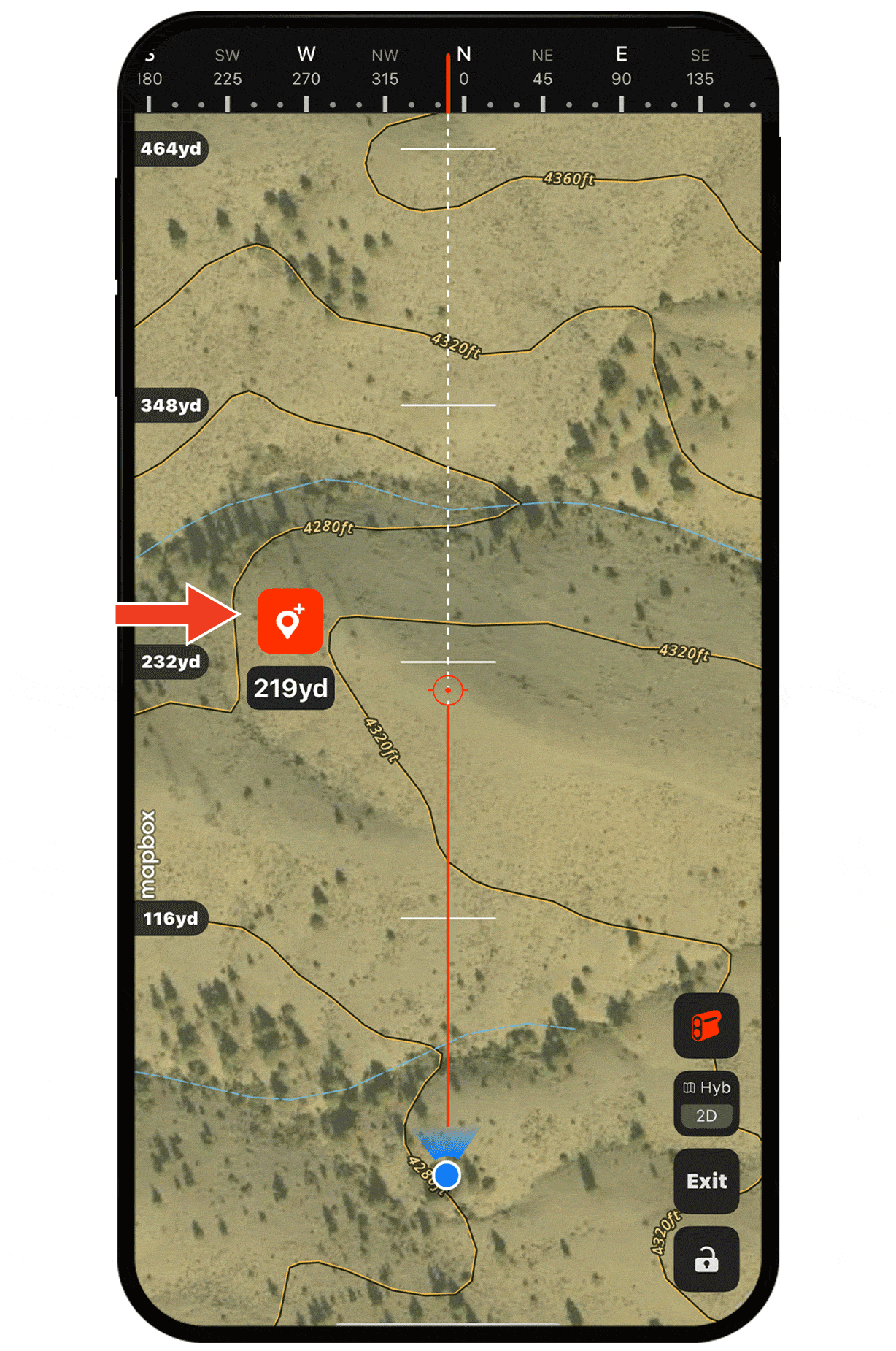 onX Hunt's Compass Mode functionality.