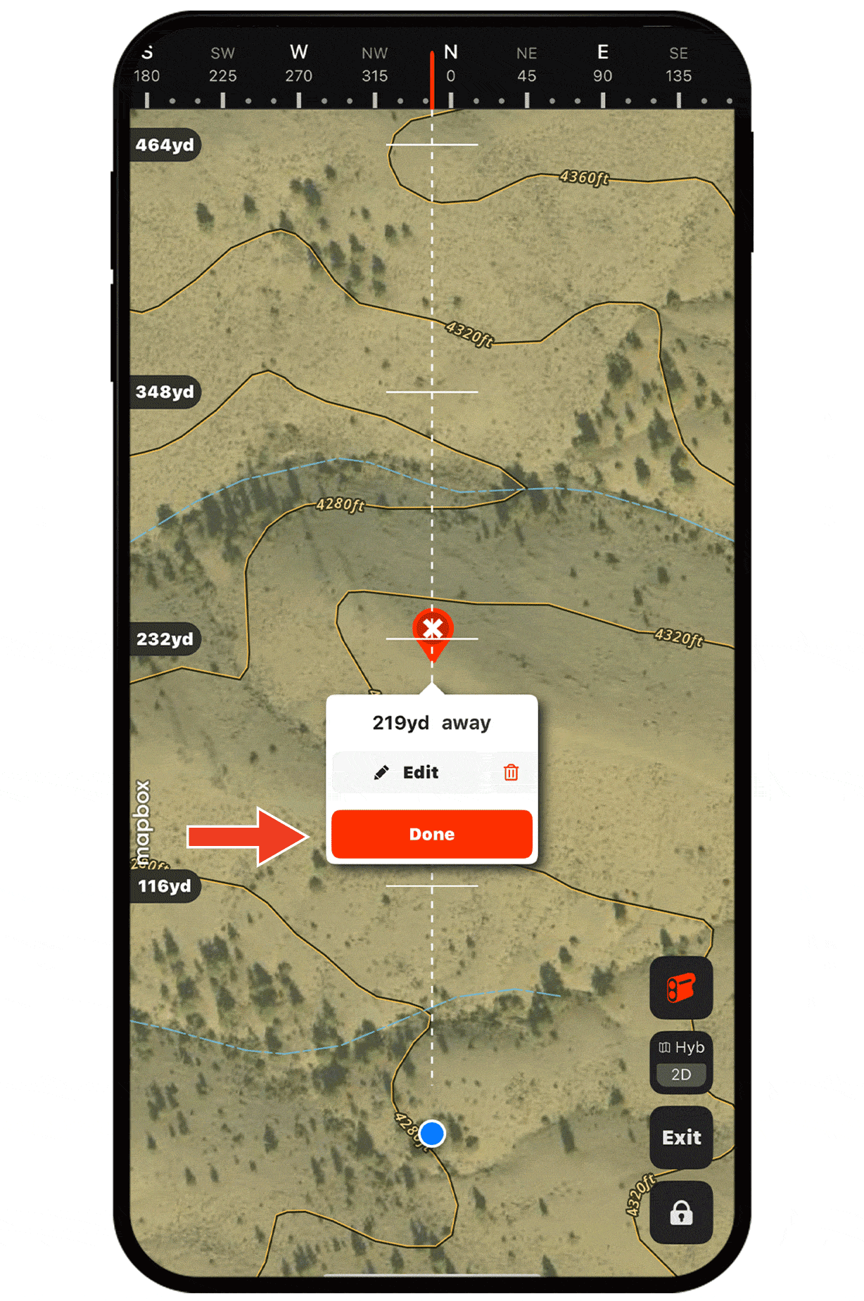 onX Hunt's Compass Mode functionality.
