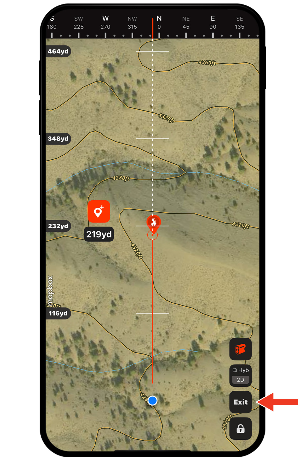onX Hunt's Compass Mode functionality.