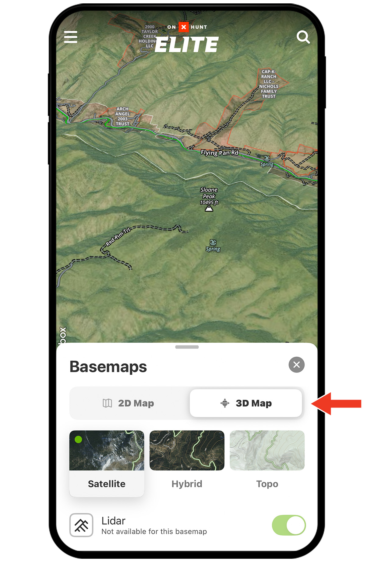 onX Hunt's 3D Maps functionality.
