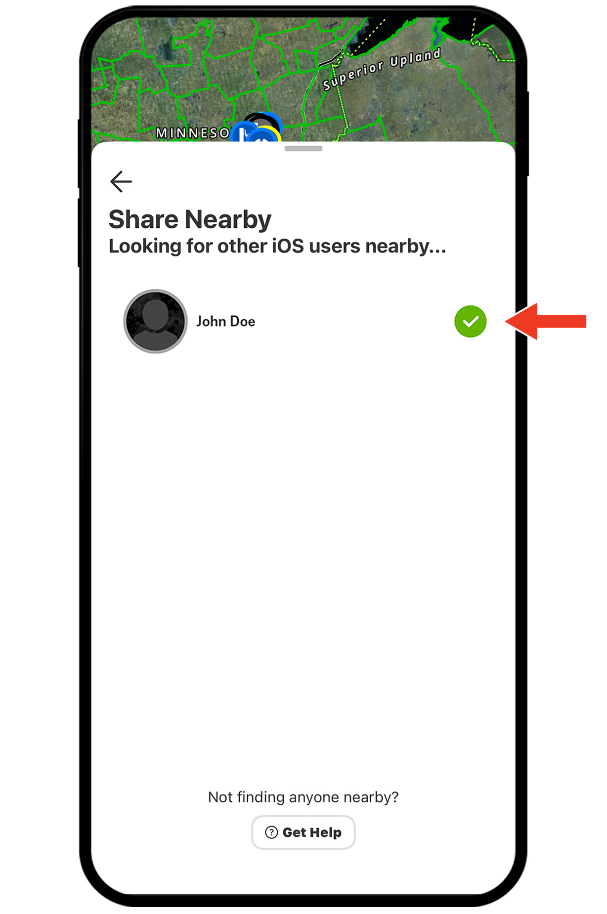 onX Hunt's Share Nearby functionality.