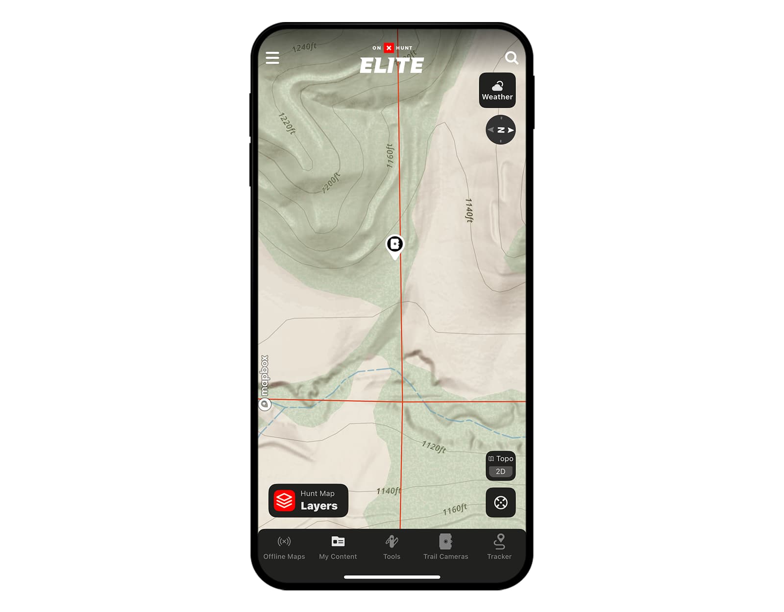 A trail camera Waypoint on an onX Hunt Lidar Map. 