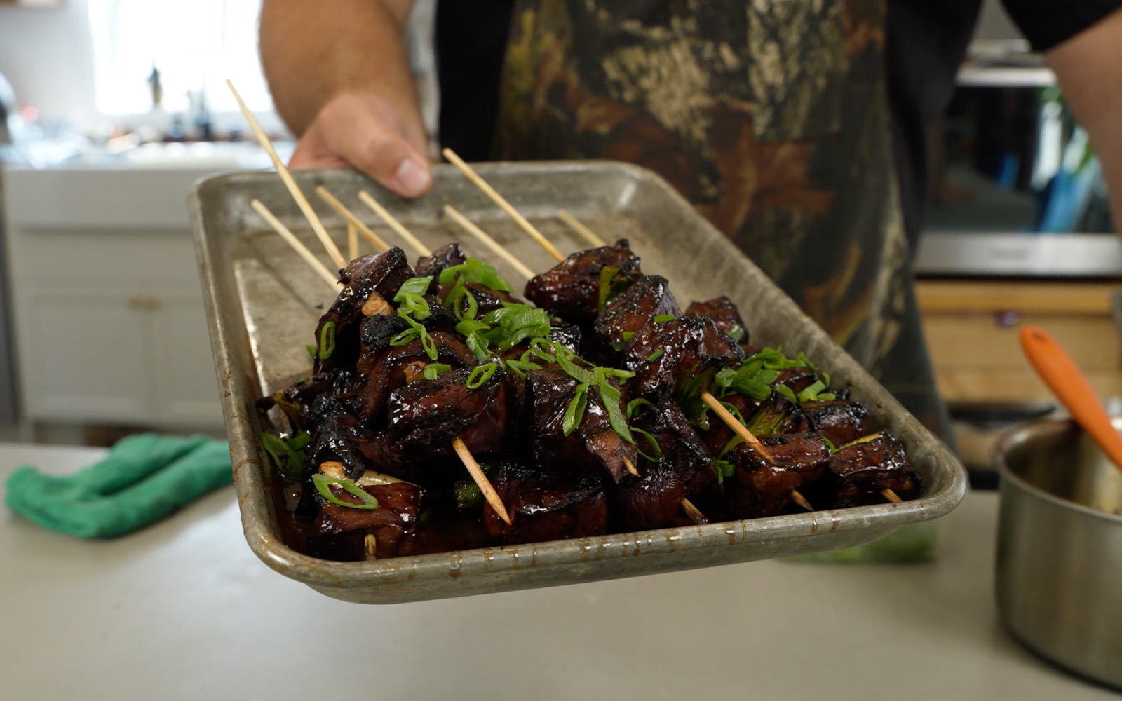Deer heart skewers.