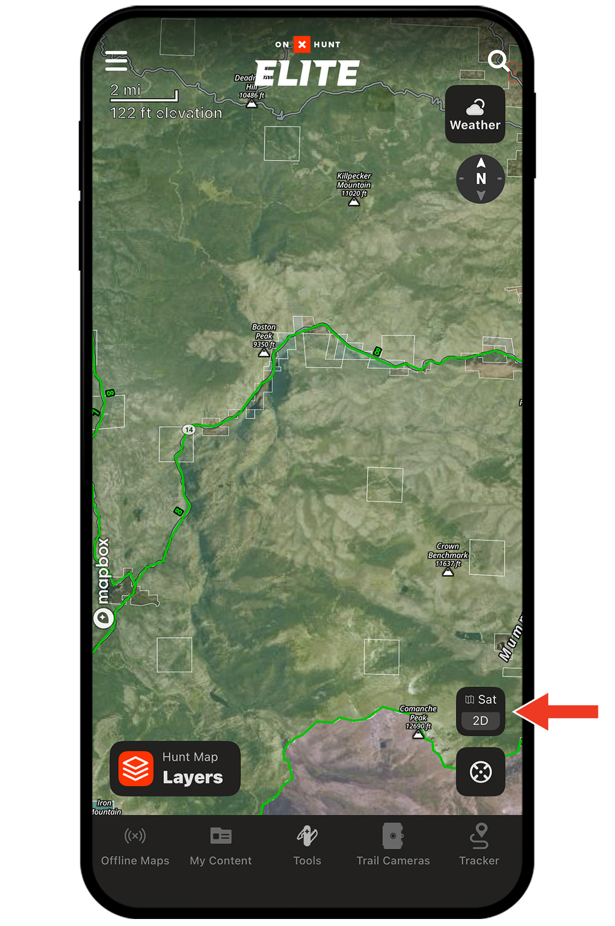 onX Hunt Recent Imagery feature on mobile device.