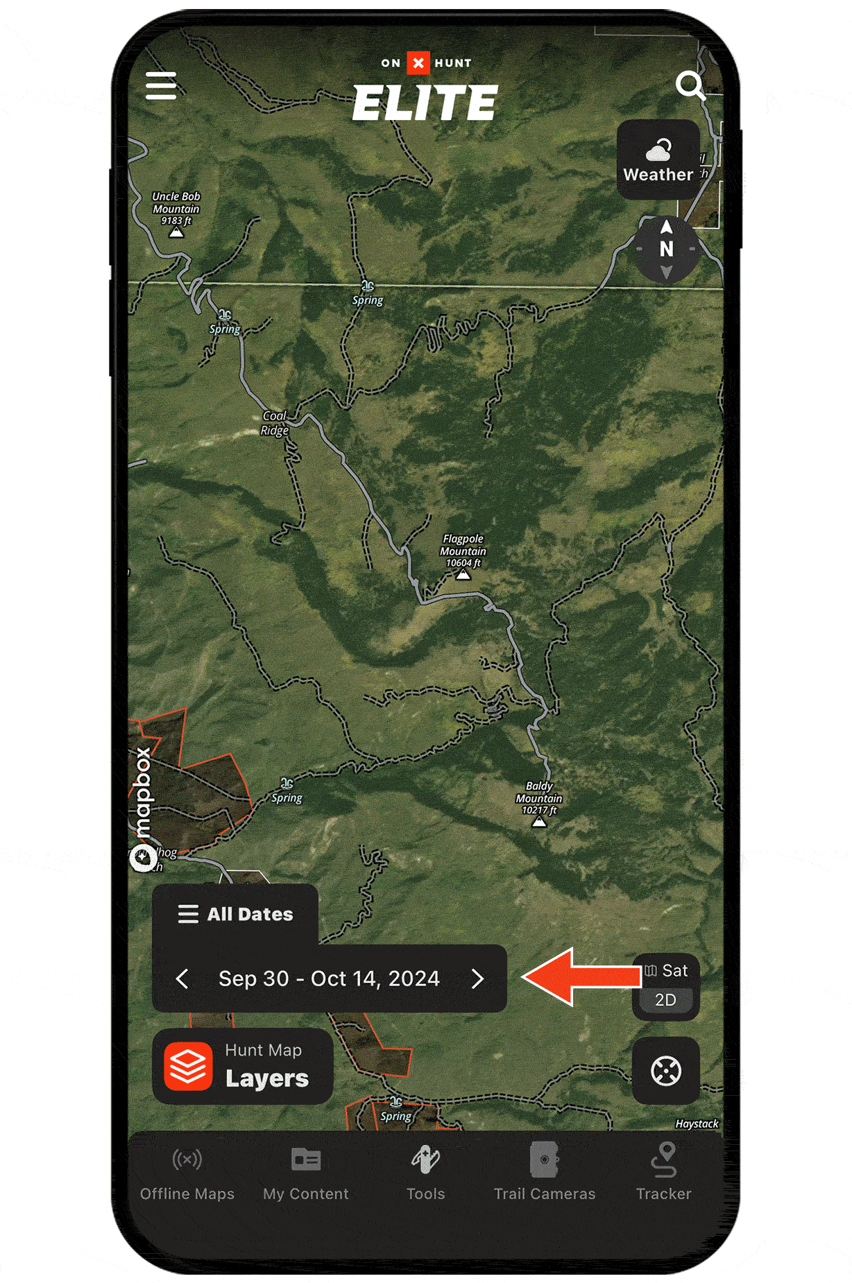 onX Hunt Recent Imagery feature on mobile device.