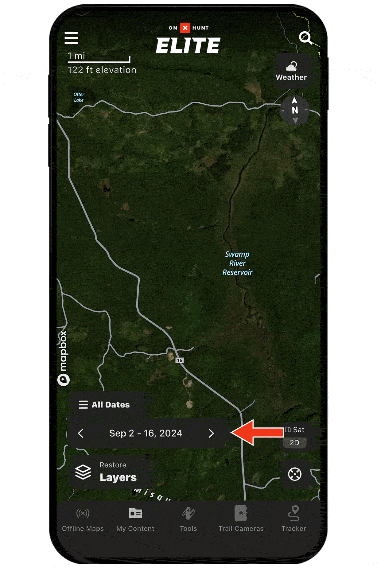onX Hunt Recent Imagery feature on mobile device.
