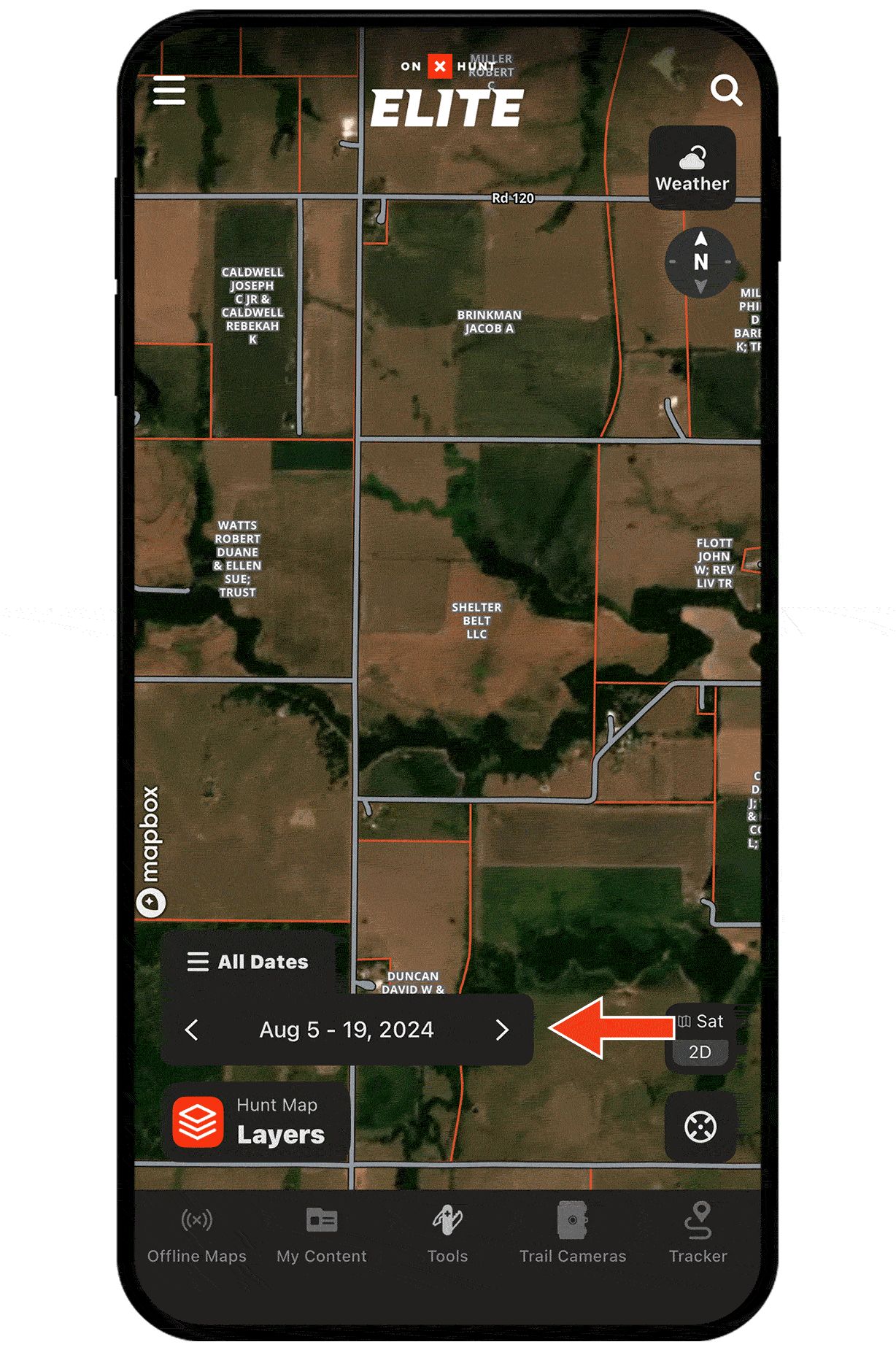 onX Hunt Recent Imagery feature on mobile device.