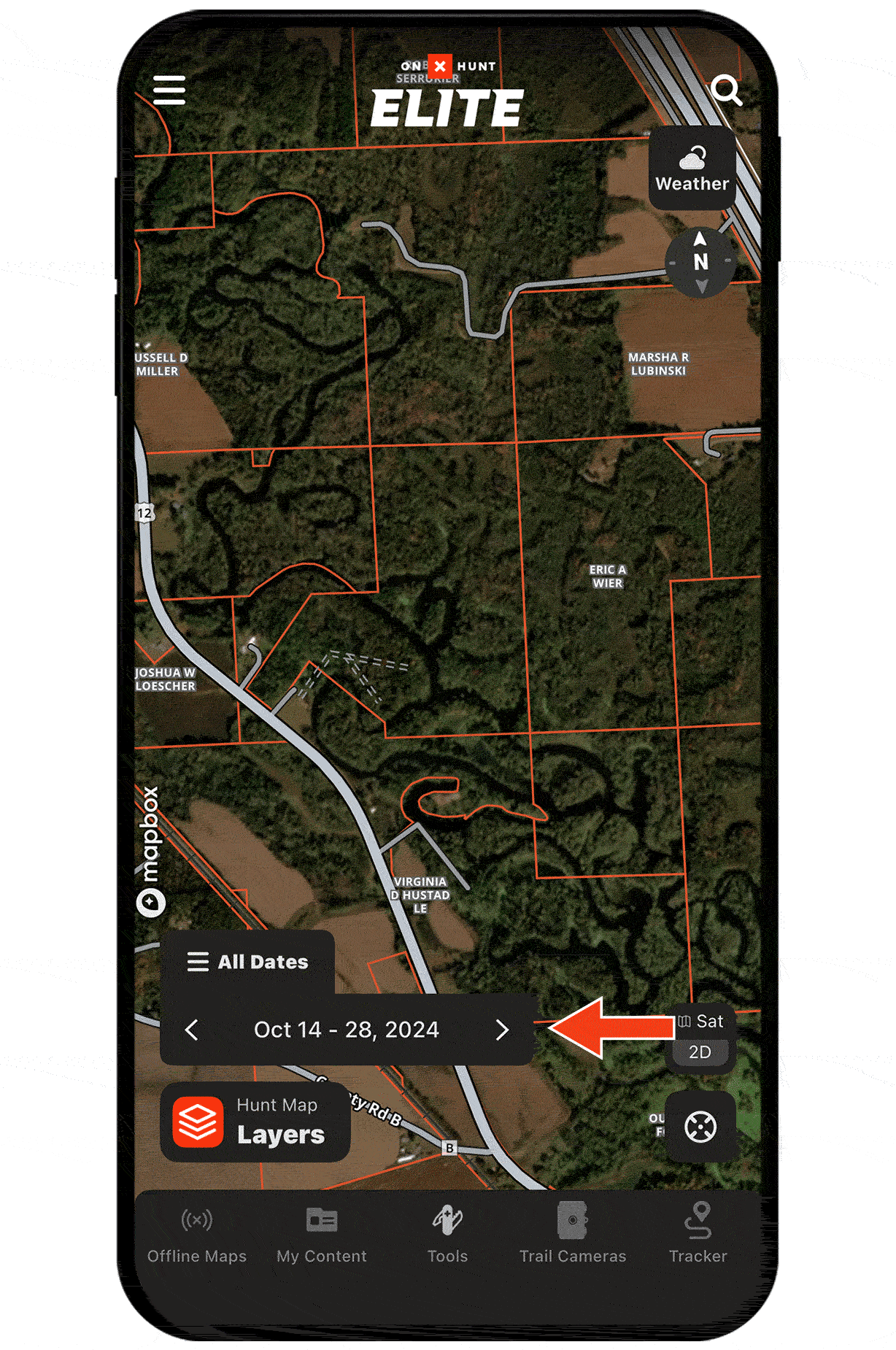 onX Hunt Recent Imagery feature on mobile device.