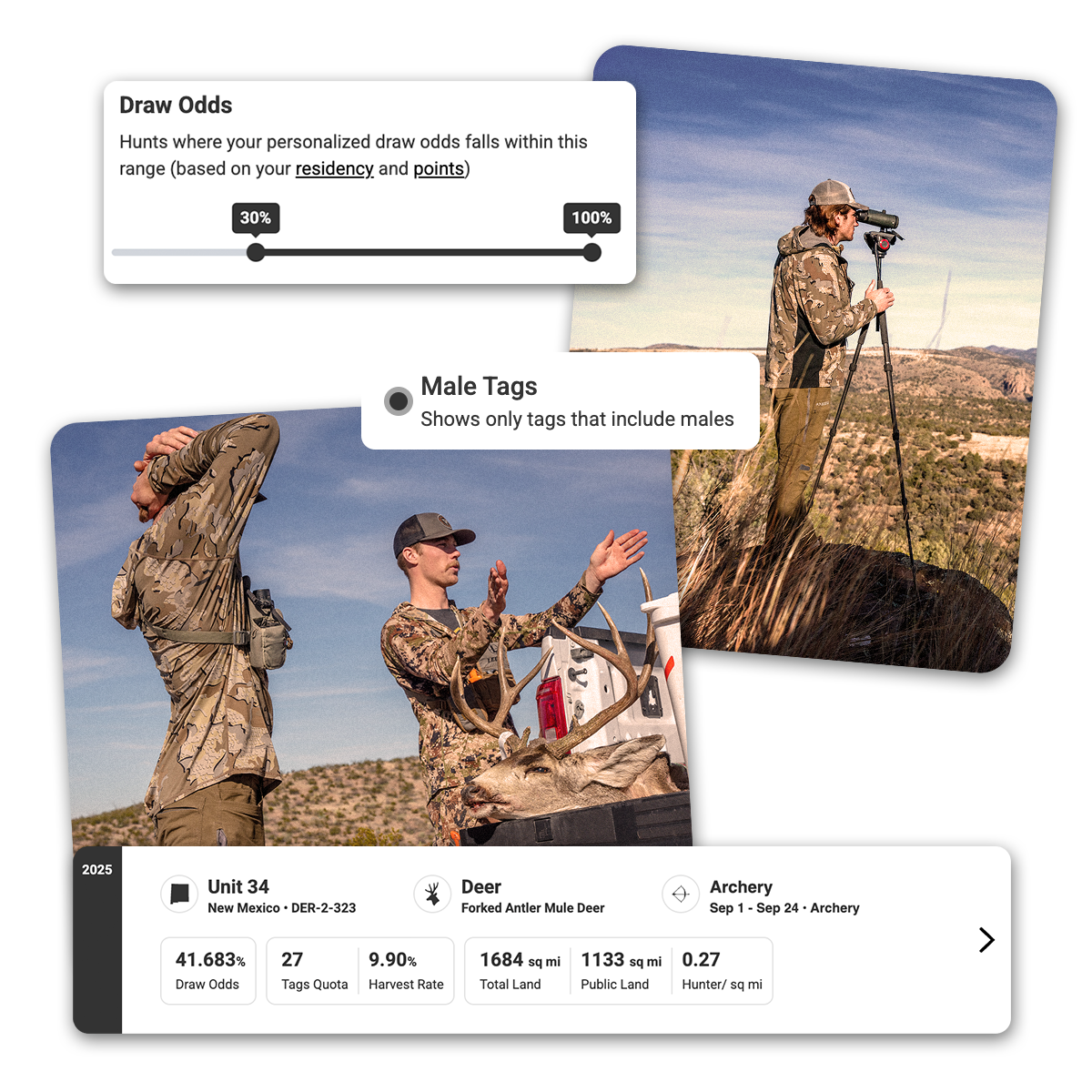 A collage of Hunt Research Tools UIs.