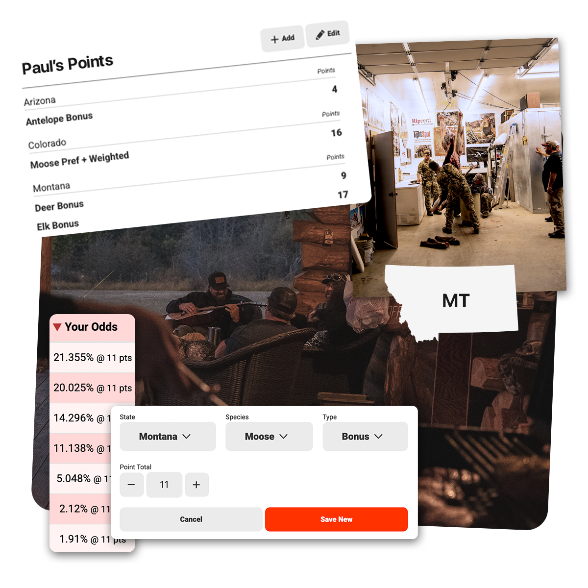 A collage of onX Hunt Research Tools user interfaces