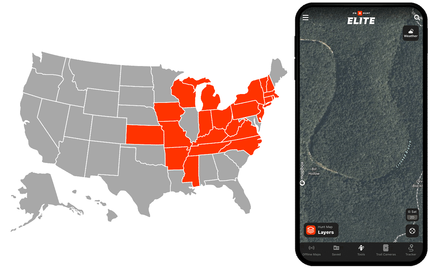 onX Hunt Leaf-off Imagery