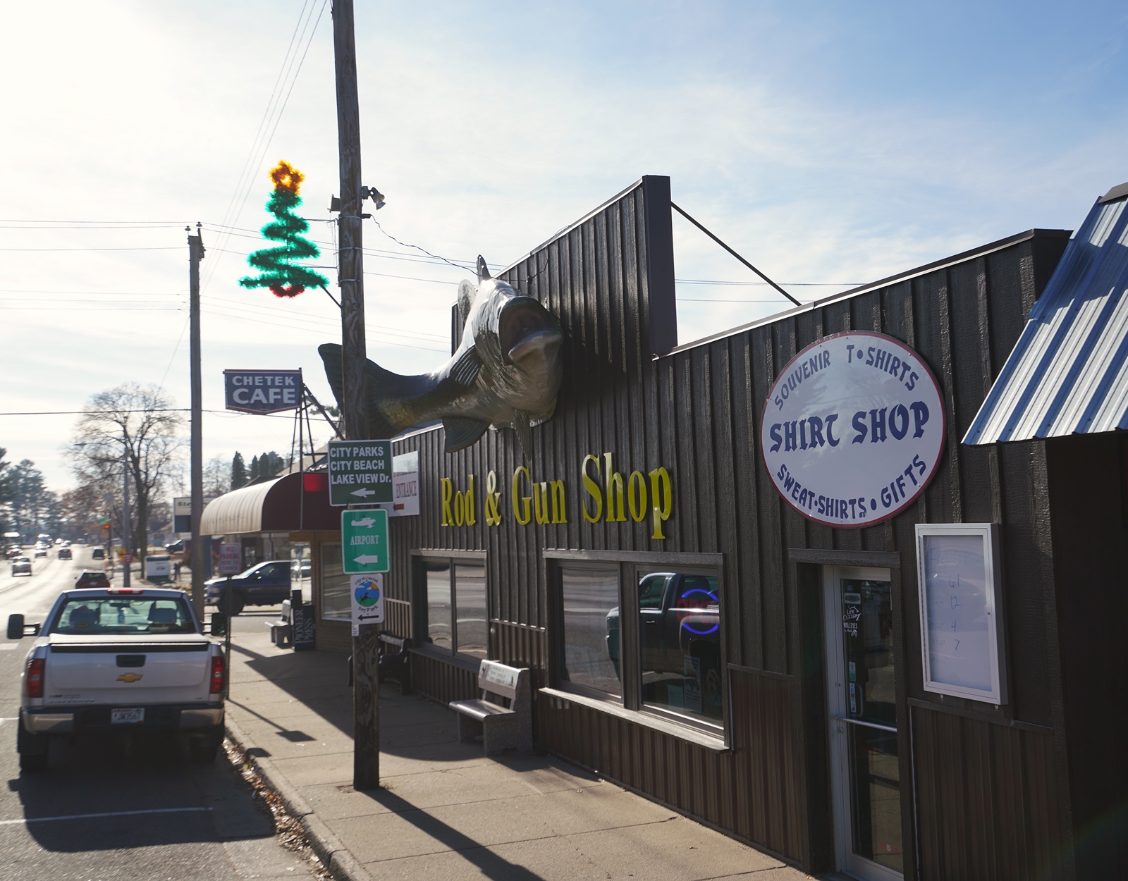 The exterior of a hunting and fishing store.