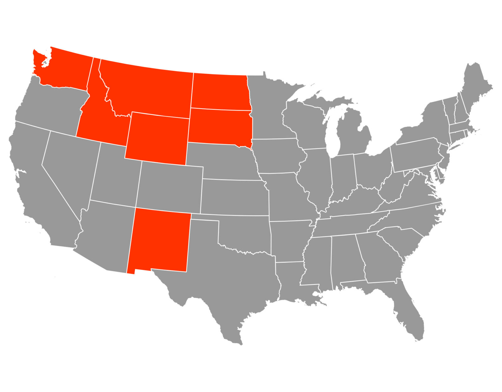 A map of the U.S. with states where Merriam's wild turkeys live highlighted in orange.