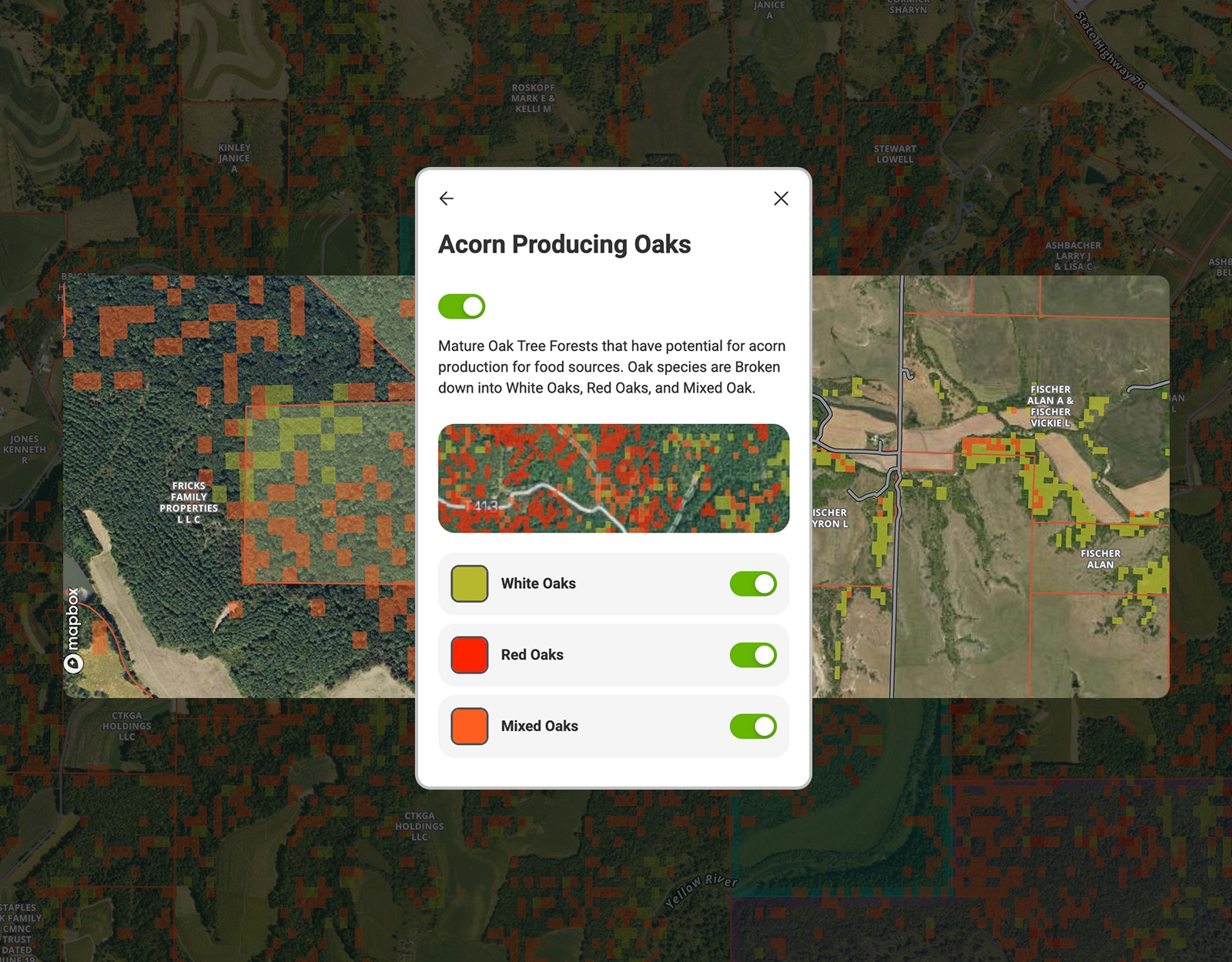 onX Hunt App Tree Species Map Layers.