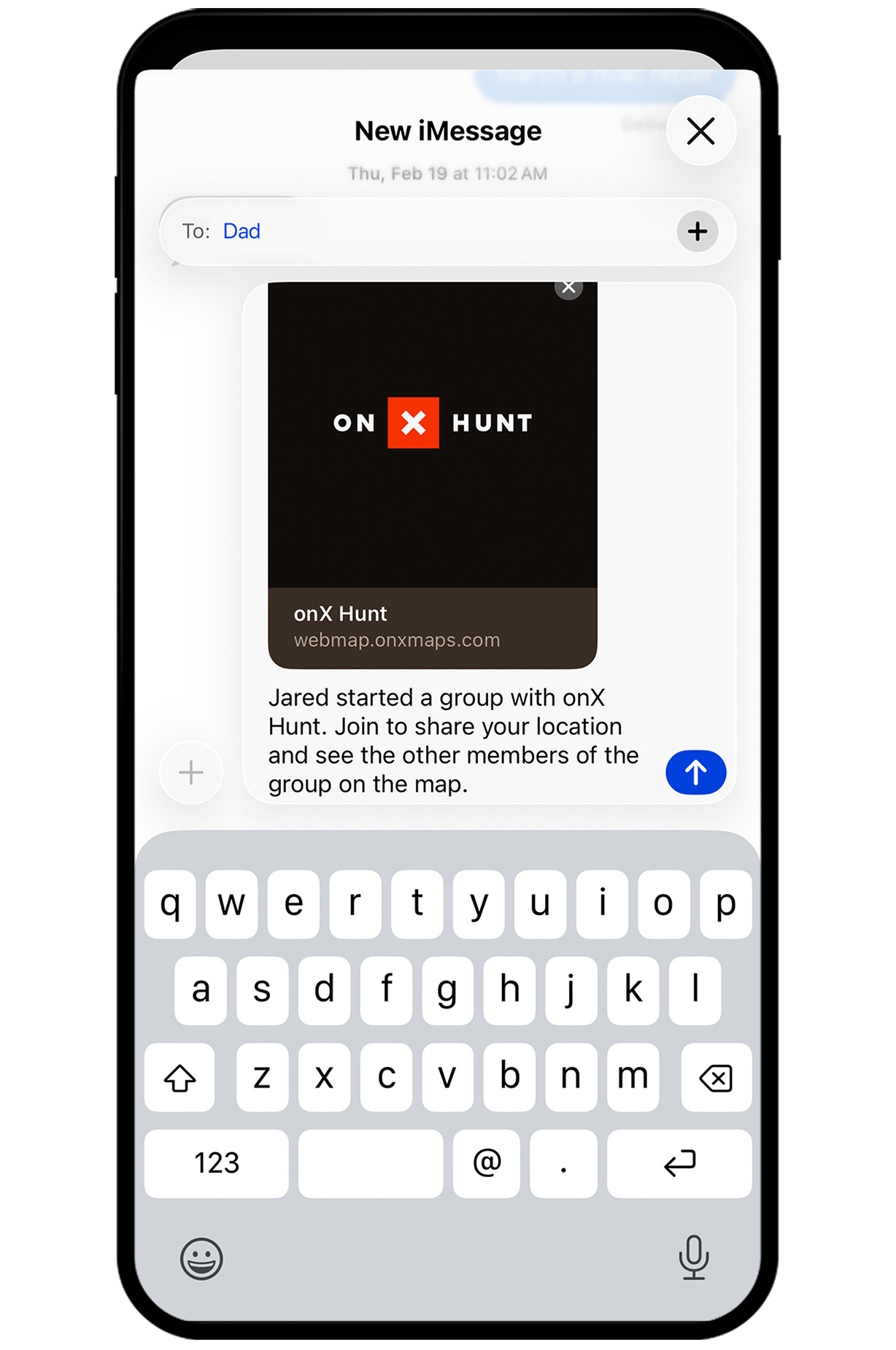 onX Hunt's Location Sharing feature.