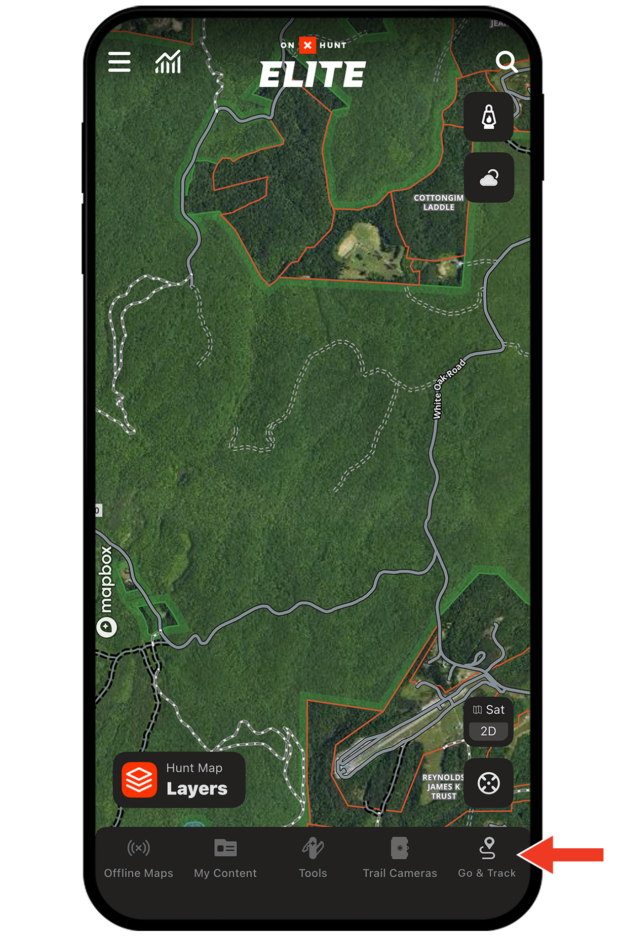 onX Hunt's Location Sharing feature.