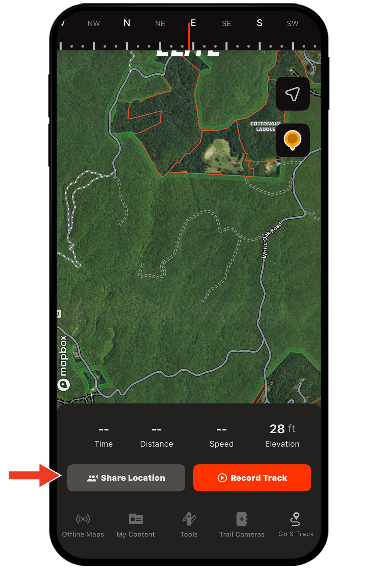 onX Hunt's Location Sharing feature.