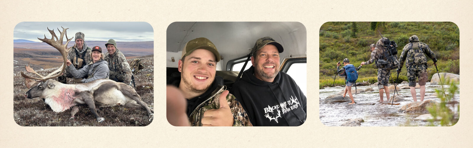 A collage of hunters and their fathers.