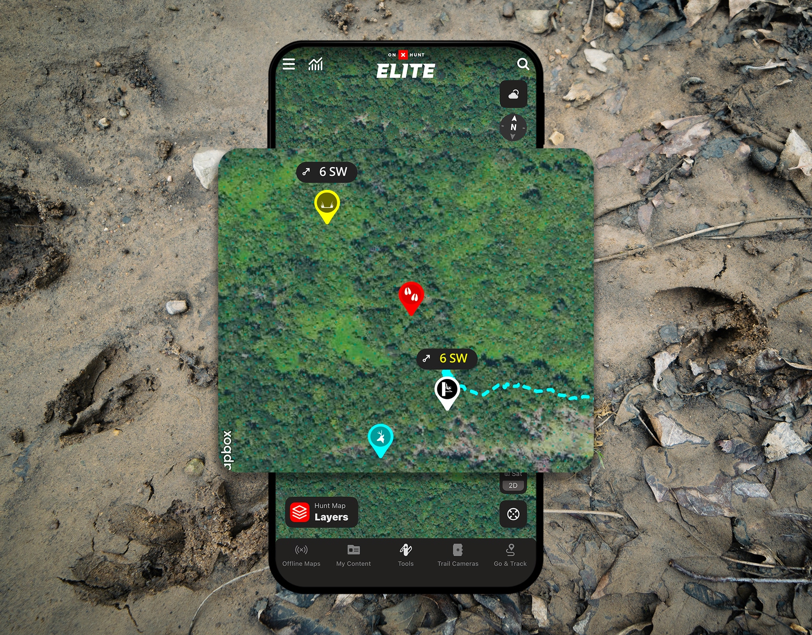 A screenshot showing the onX Hunt app.