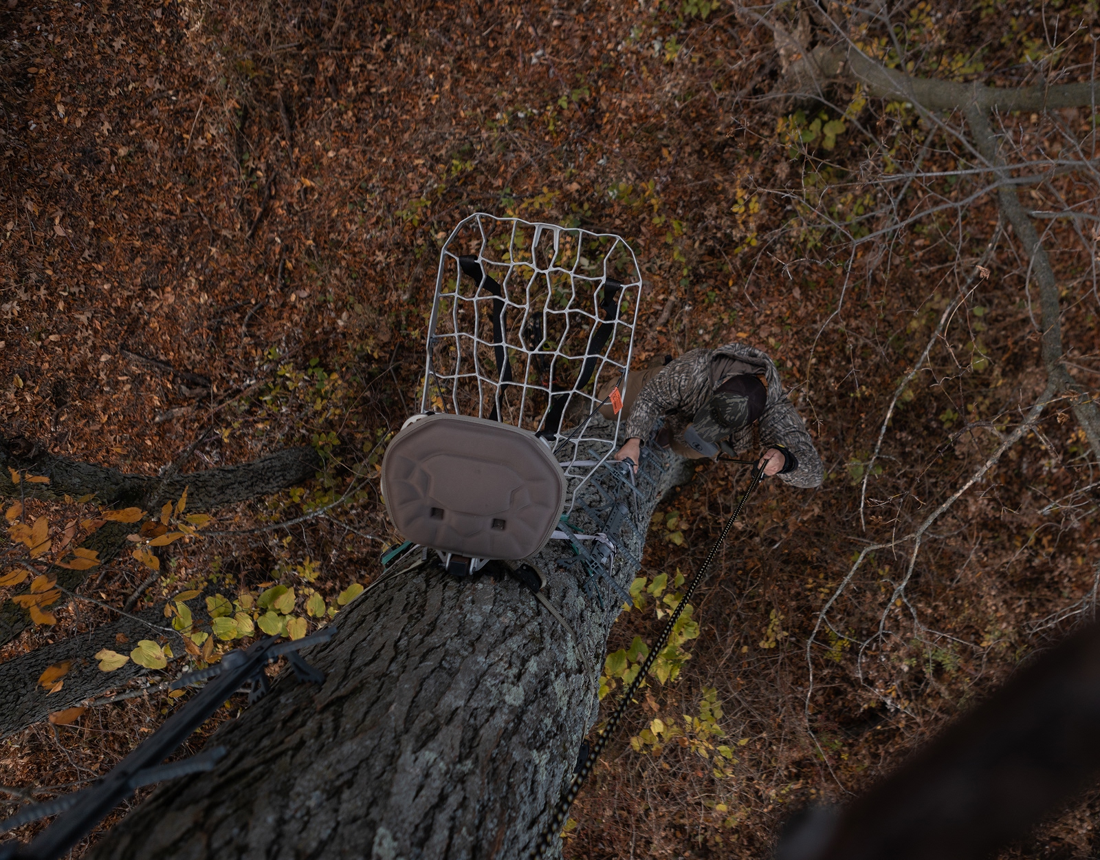 A mobile hunting stand.