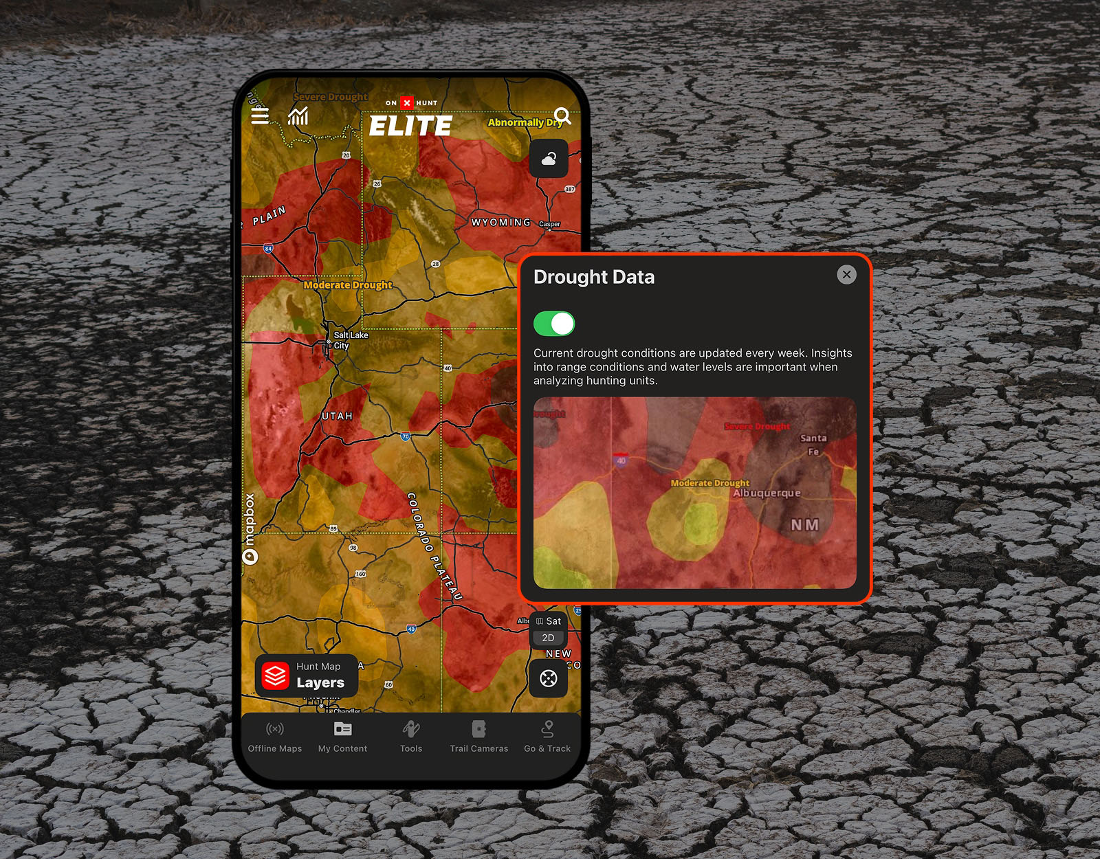 onX Hunt's drought data map layer