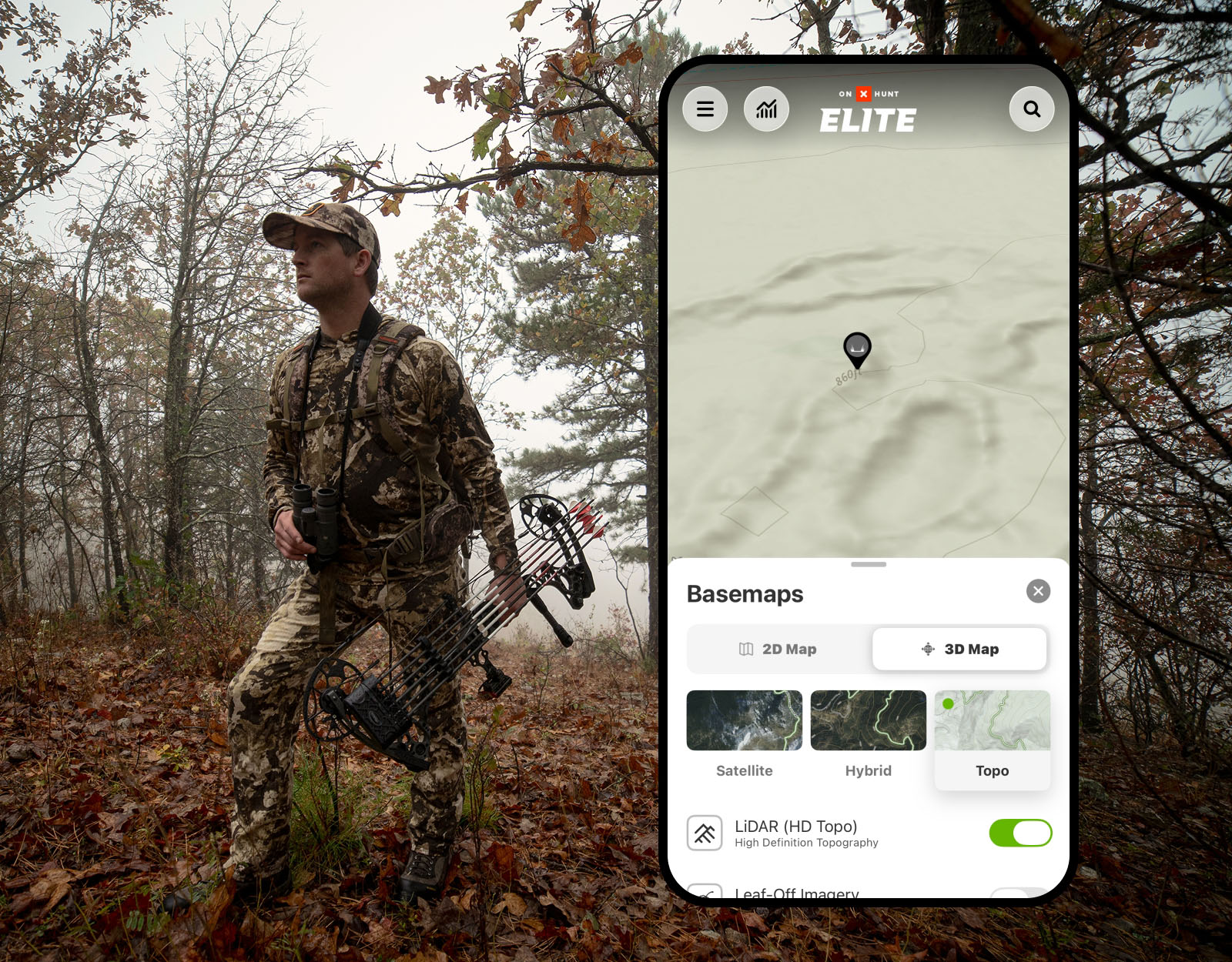 onX Hunt screenshot showing Lidar Maps.