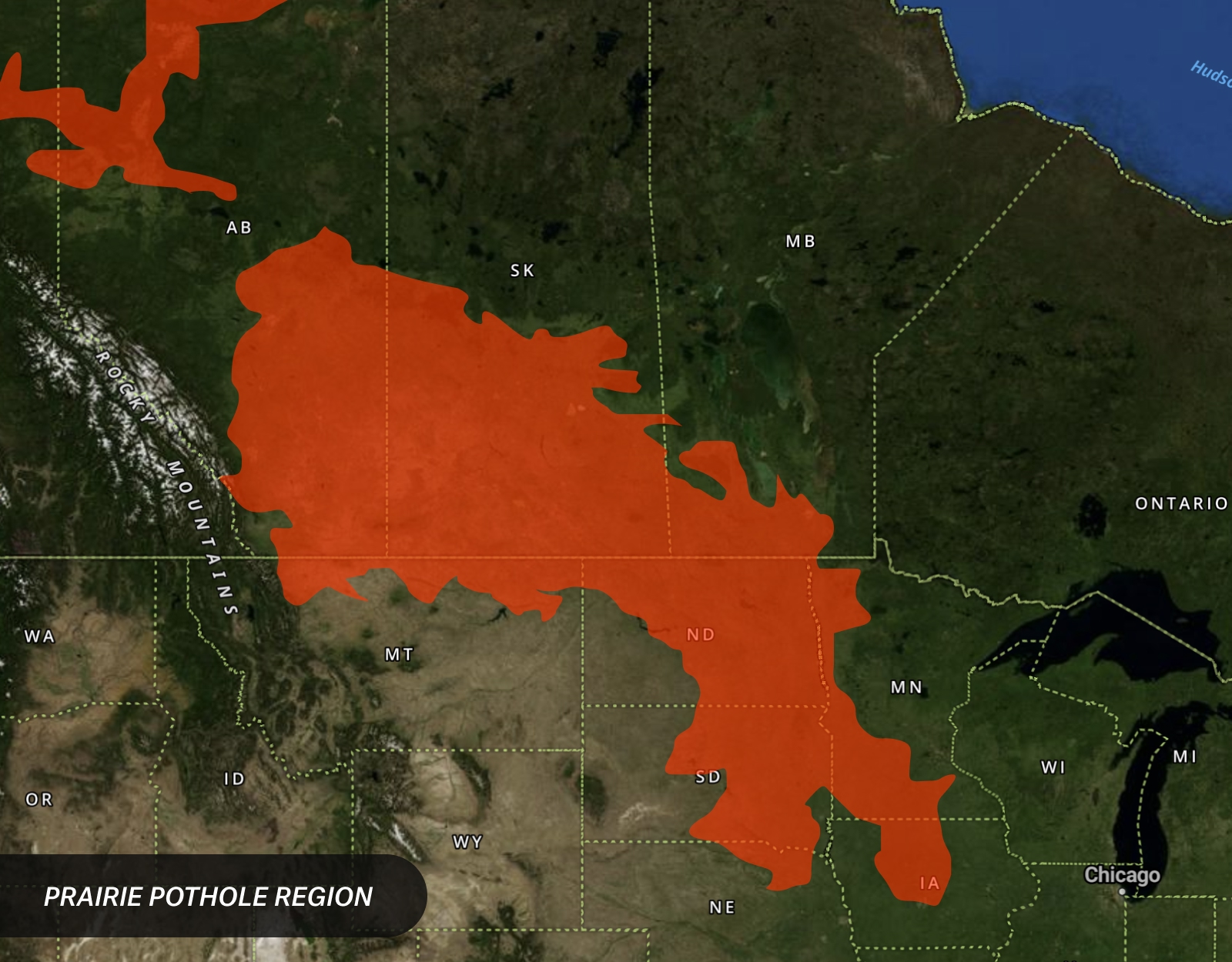 A map of the Prairie Pothole Region