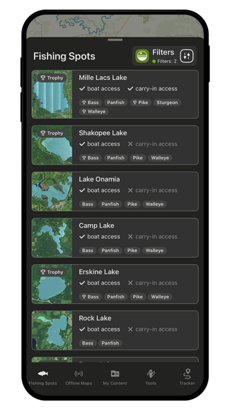 fishing spots on the onx fishing app