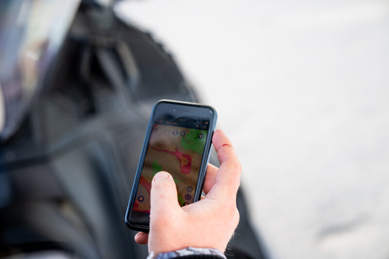 onx fish app being used on a lake