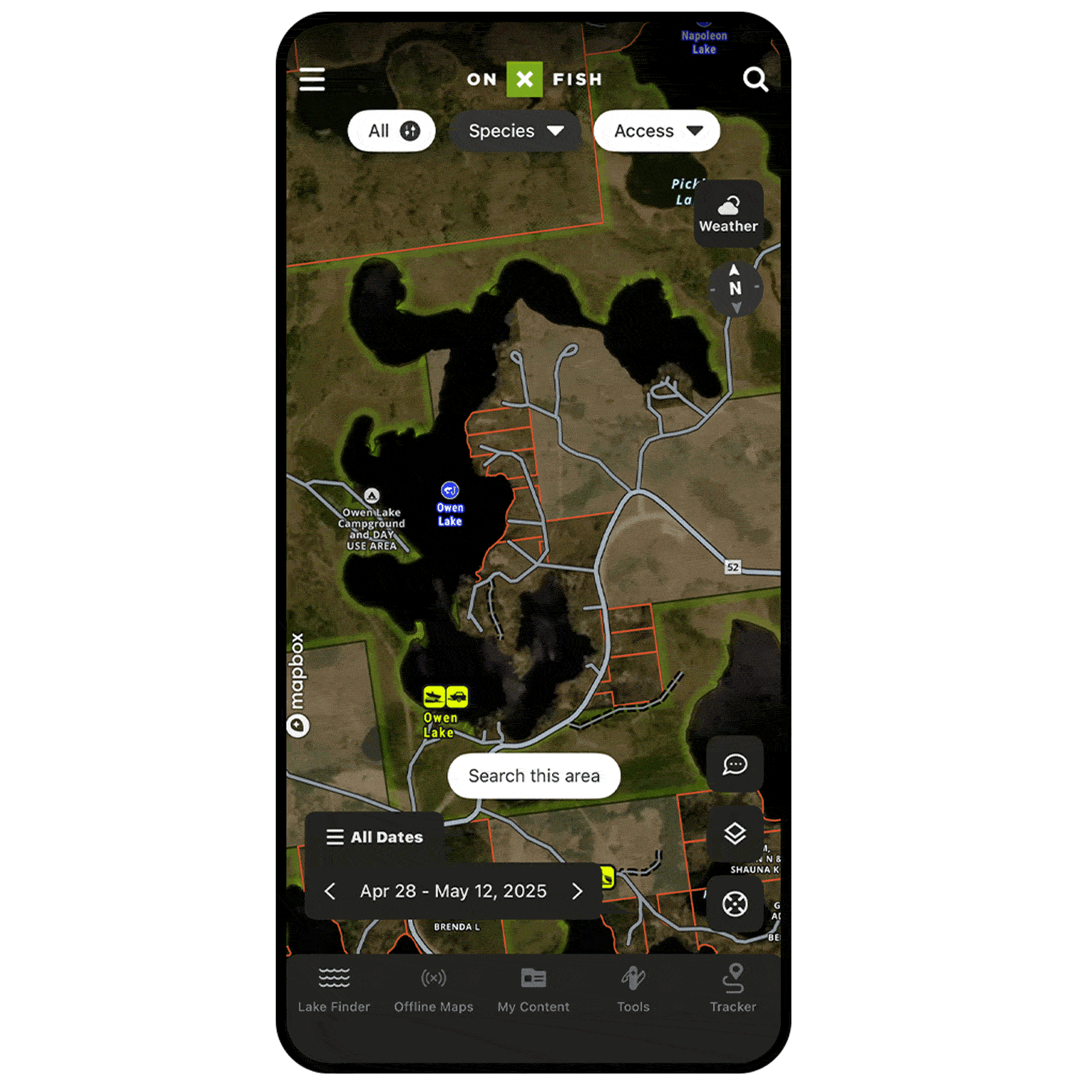 onX Fish Recent Imagery shown on a mobile device.