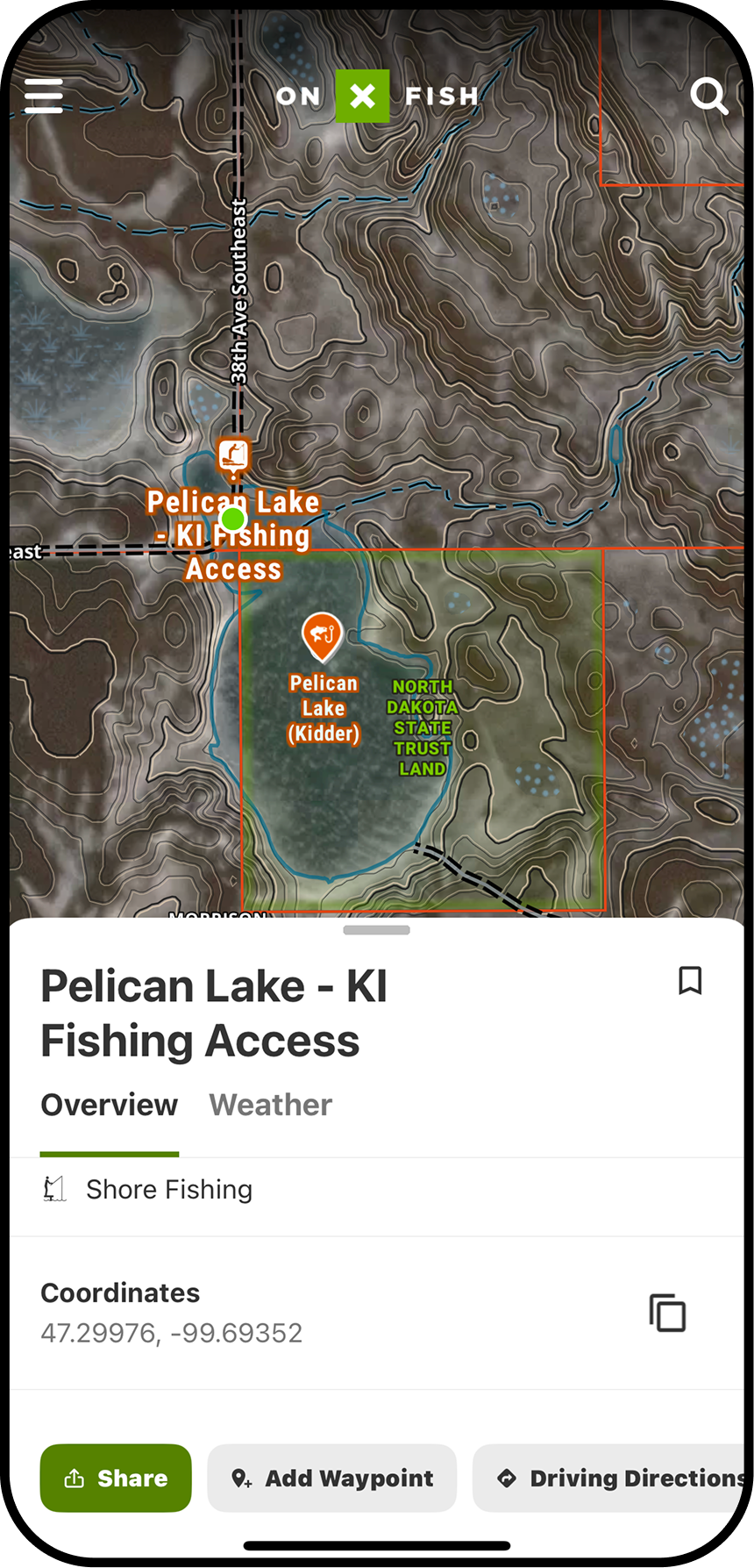 onX Fish private vs public boundaries.