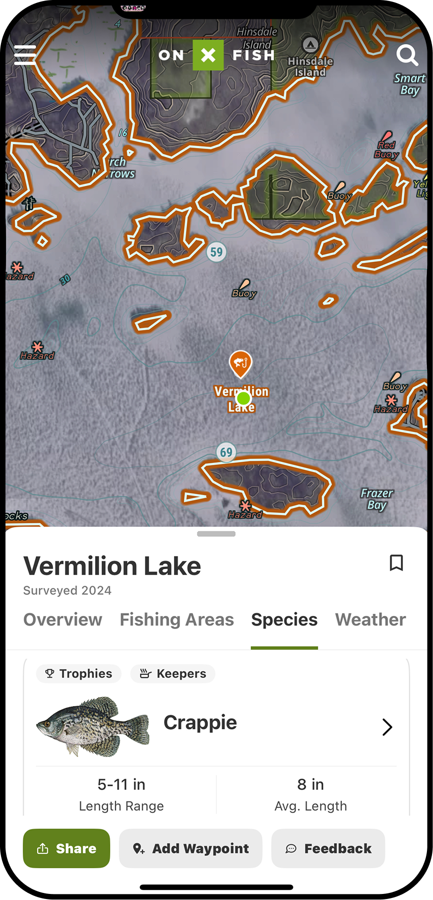 onX Fish showing recent imagery