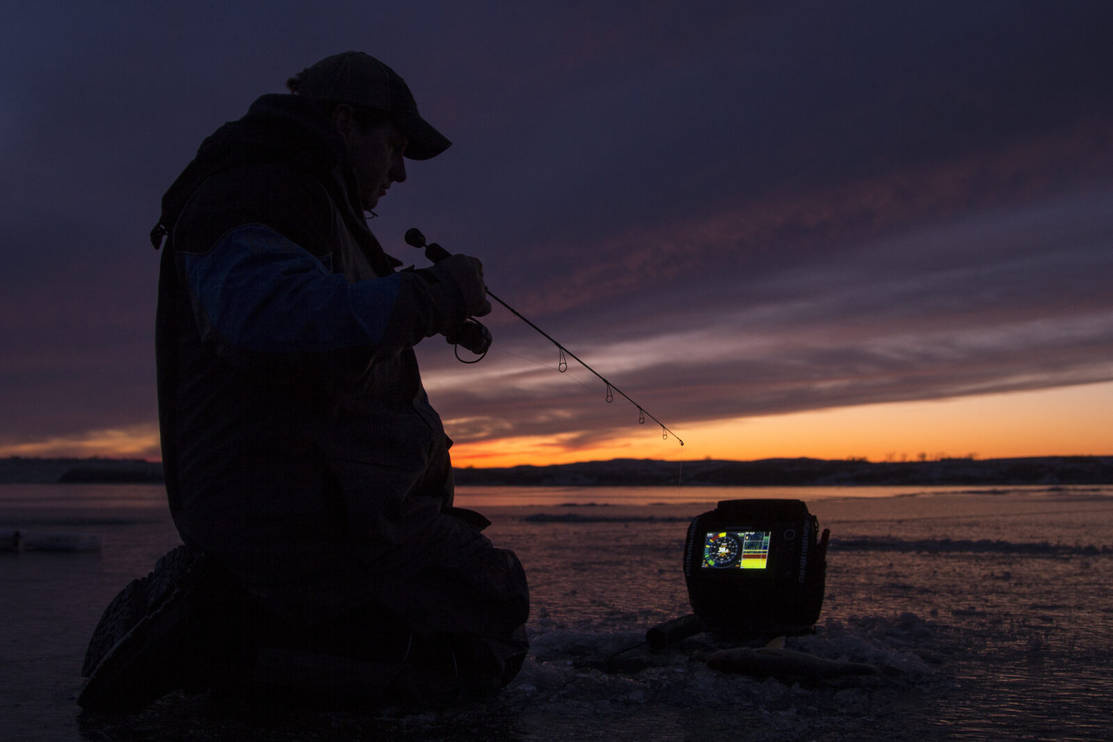 early morning ice fishing
