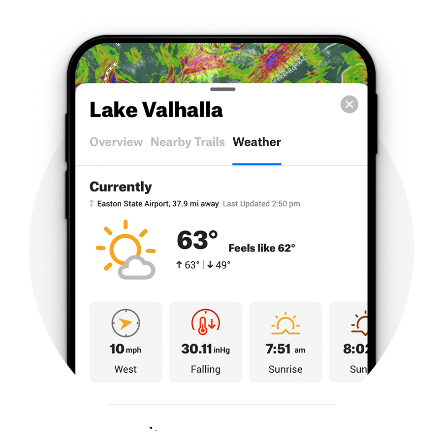 Snowshoe App wind and weather