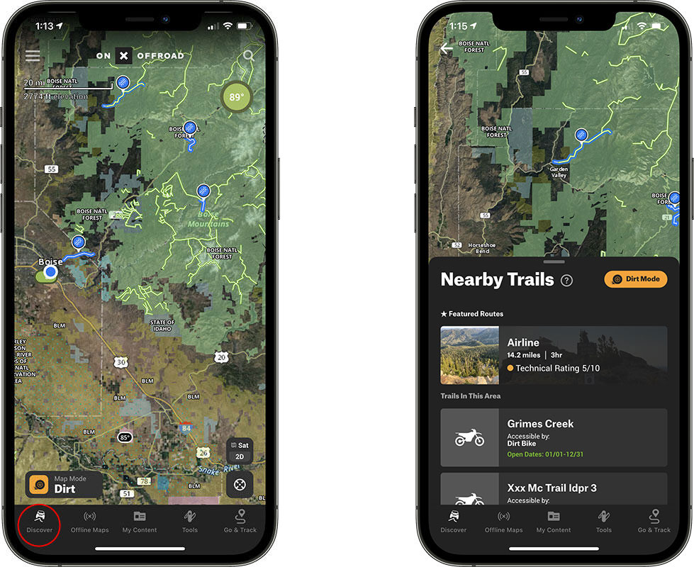 Find dirt bike trails with the onX offroad App