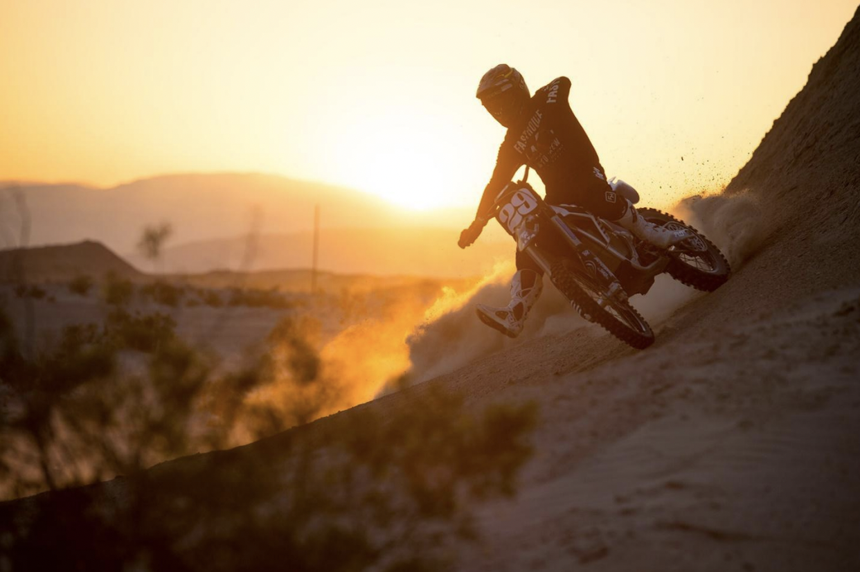 An electric dirt bike on an off road trail 