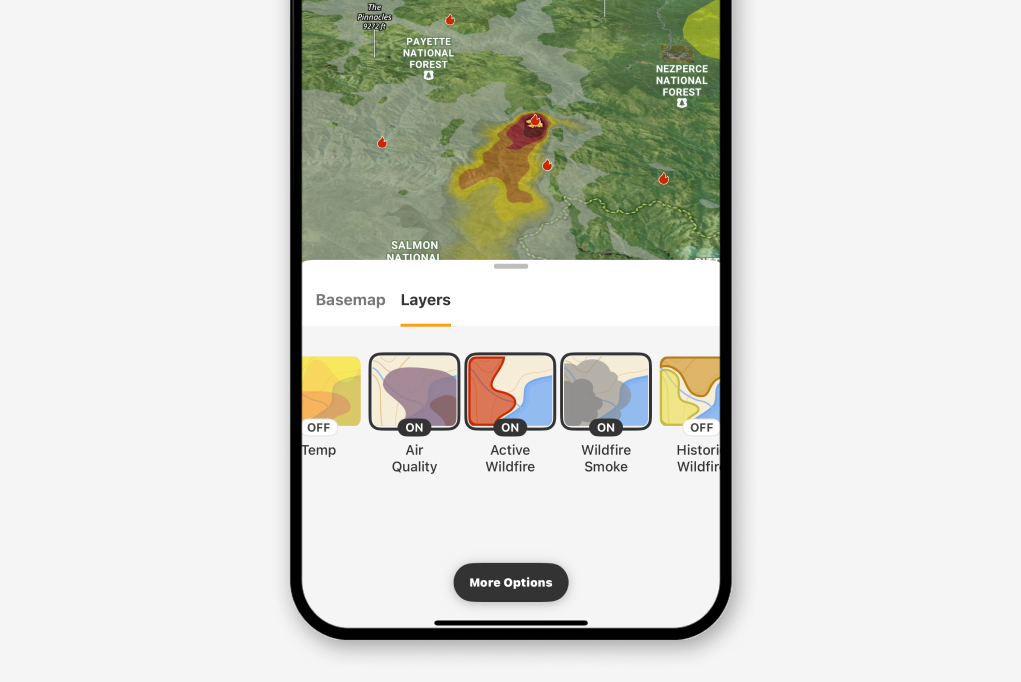 wildfire maps for off-roaders onX Offroad